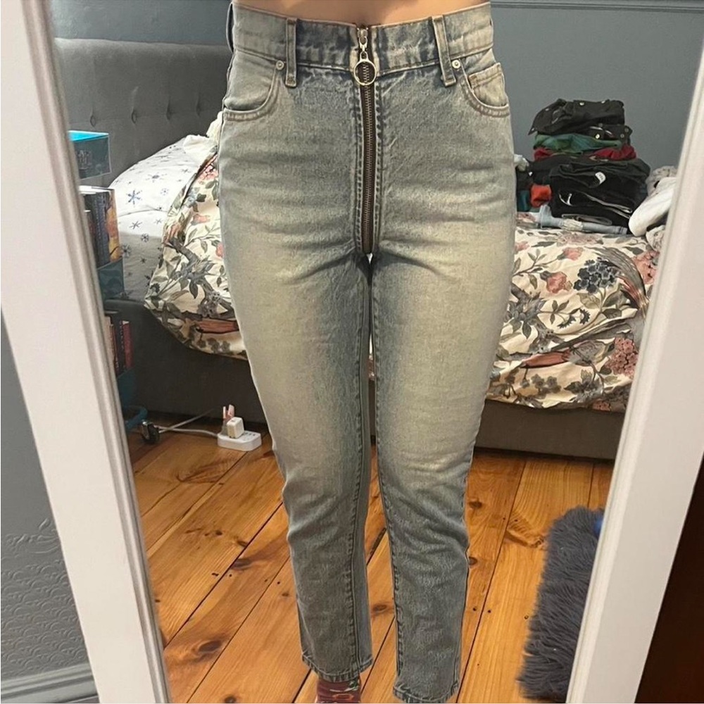 REVICE High Rise Blue Jeans Straight Leg